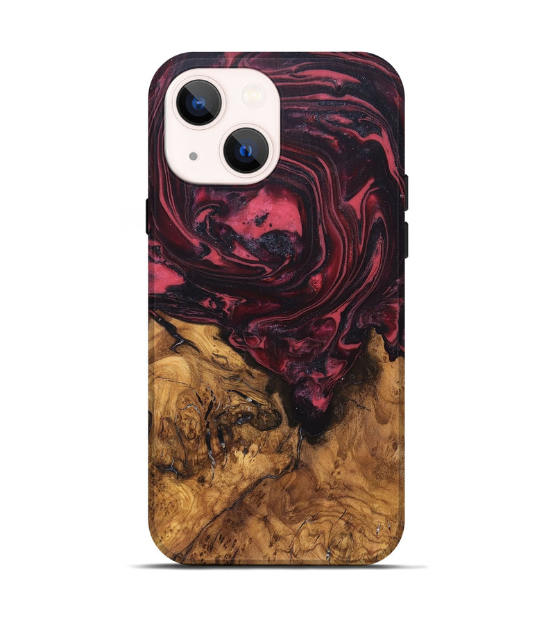 iPhone 14 Wood Live Edge Phone Case - Mintie (Red, 819429)
