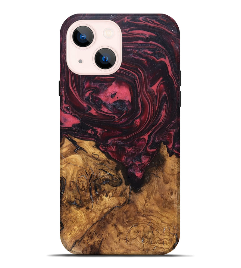 iPhone 14 Plus Wood Live Edge Phone Case - Mintie (Red, 819429)