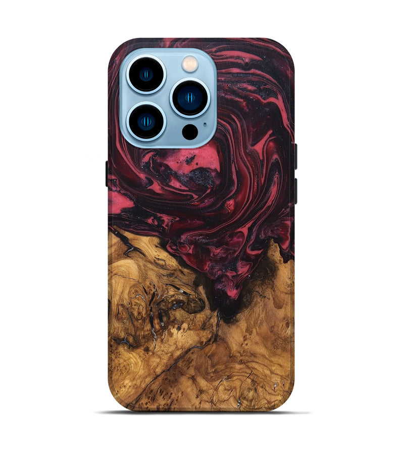 iPhone 14 Pro Wood Live Edge Phone Case - Mintie (Red, 819429)