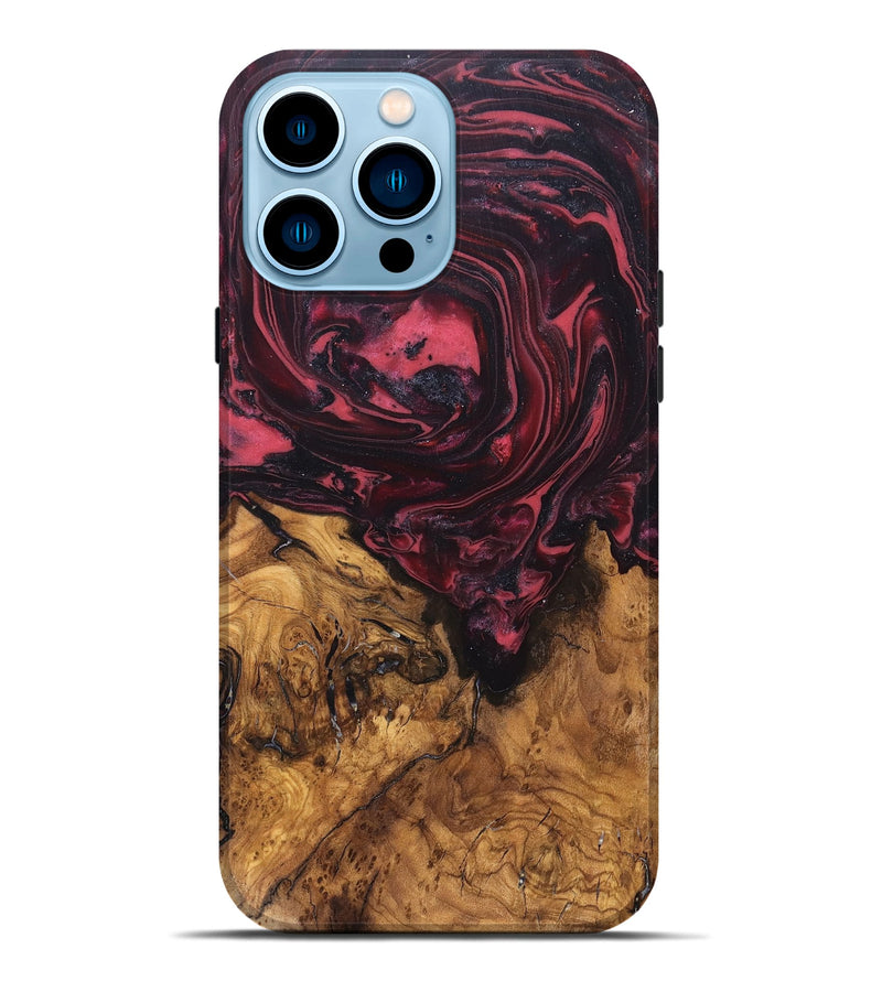 iPhone 14 Pro Max Wood Live Edge Phone Case - Mintie (Red, 819429)