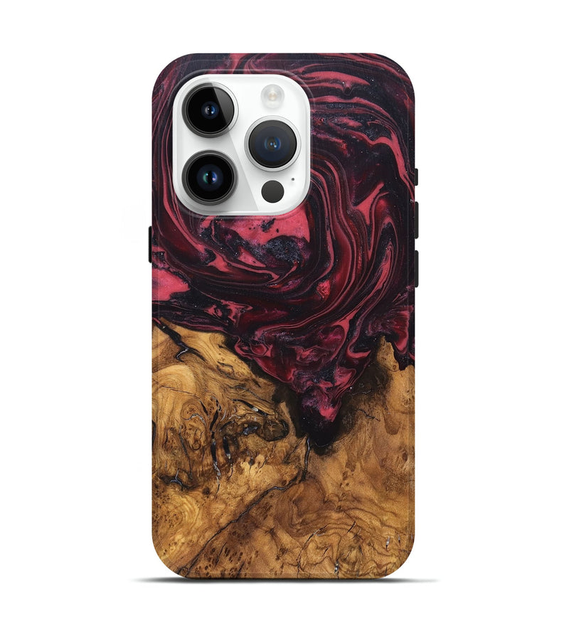 iPhone 15 Pro Wood Live Edge Phone Case - Mintie (Red, 819429)