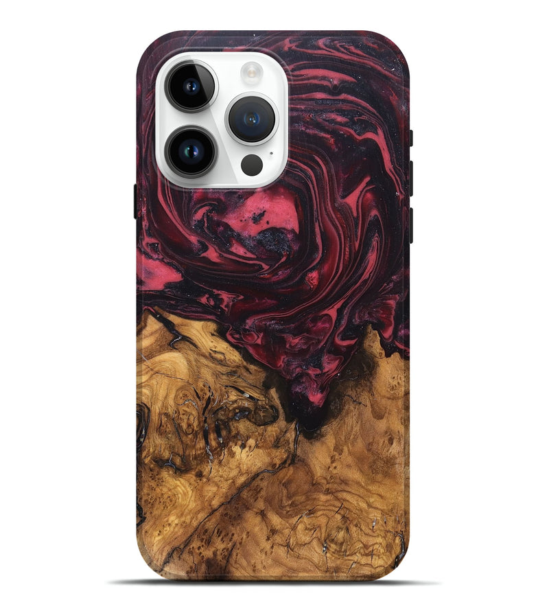 iPhone 15 Pro Max Wood Live Edge Phone Case - Mintie (Red, 819429)