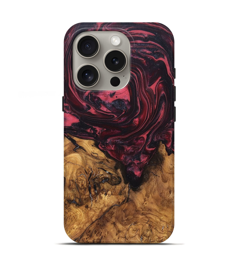 iPhone 16 Pro Wood Live Edge Phone Case - Mintie (Red, 819429)