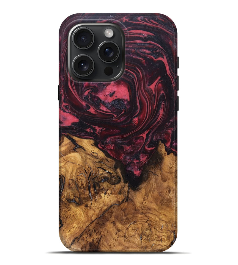 iPhone 16 Pro Max Wood Live Edge Phone Case - Mintie (Red, 819429)