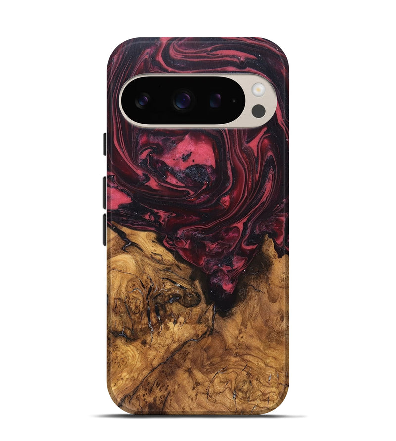 Pixel 9 Wood Live Edge Phone Case - Mintie (Red, 819429)