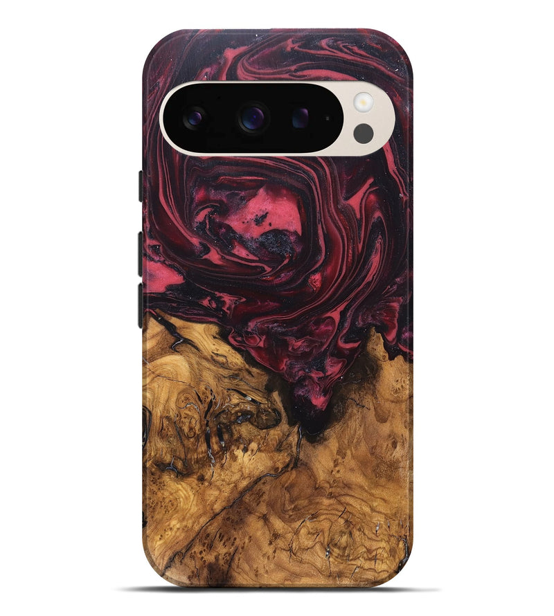 Pixel 9 Pro XL Wood Live Edge Phone Case - Mintie (Red, 819429)