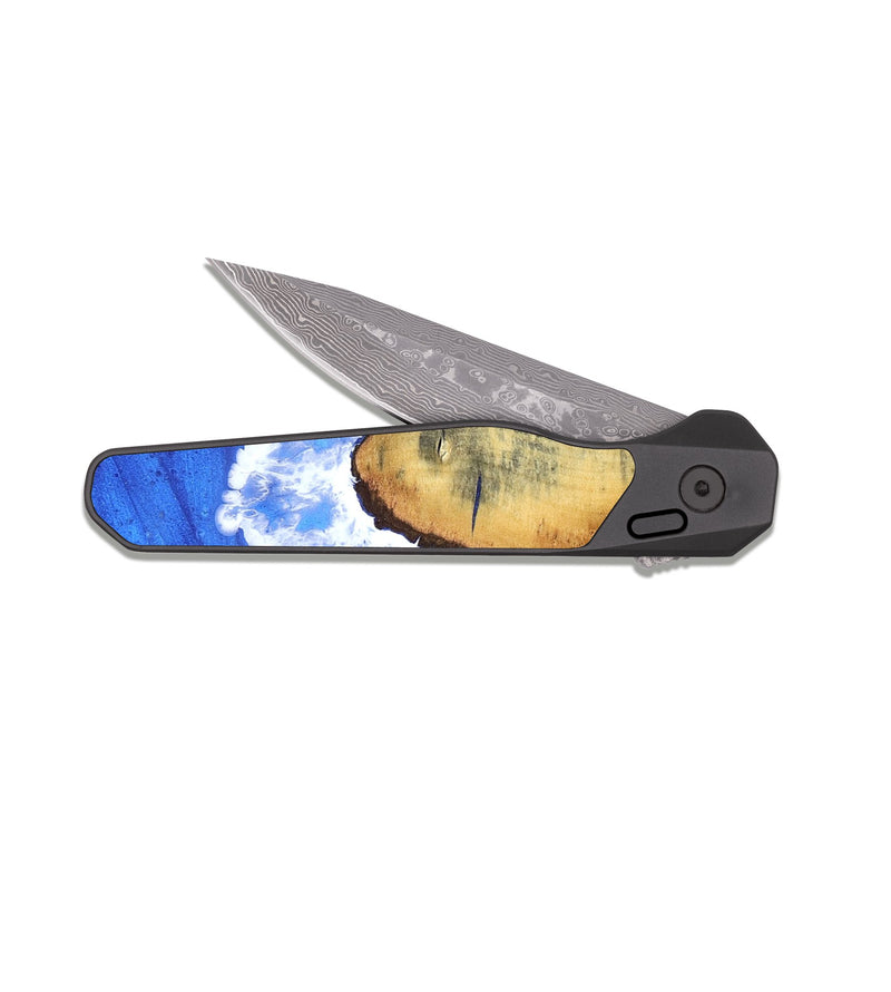 EDC Dark Damascus Wood Pocket Knife - Kenna (Coastal, 819431)