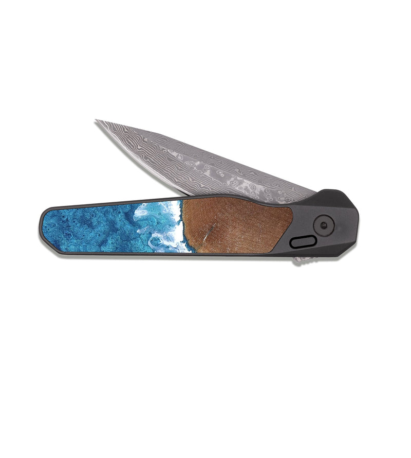 EDC Dark Damascus Wood Pocket Knife - Xyla (Coastal, 819432)