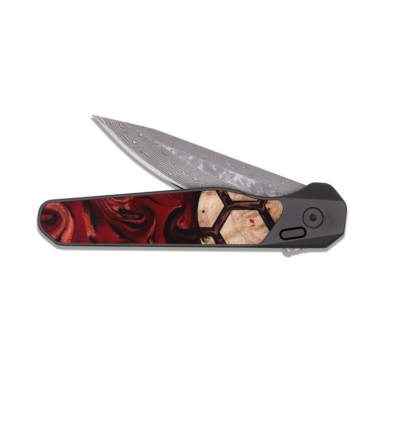 EDC Dark Damascus Wood Pocket Knife - Oma (Ancient Olive, 819440)