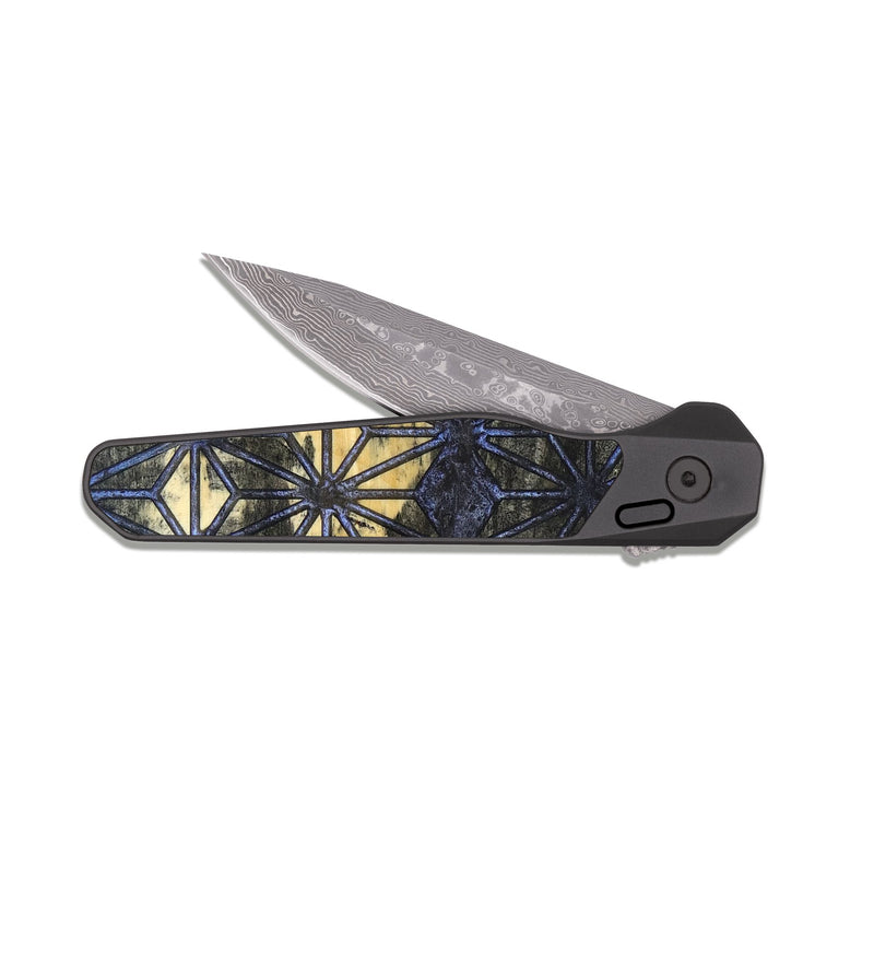 EDC Dark Damascus Wood Pocket Knife - Janay (Pattern, 819446)