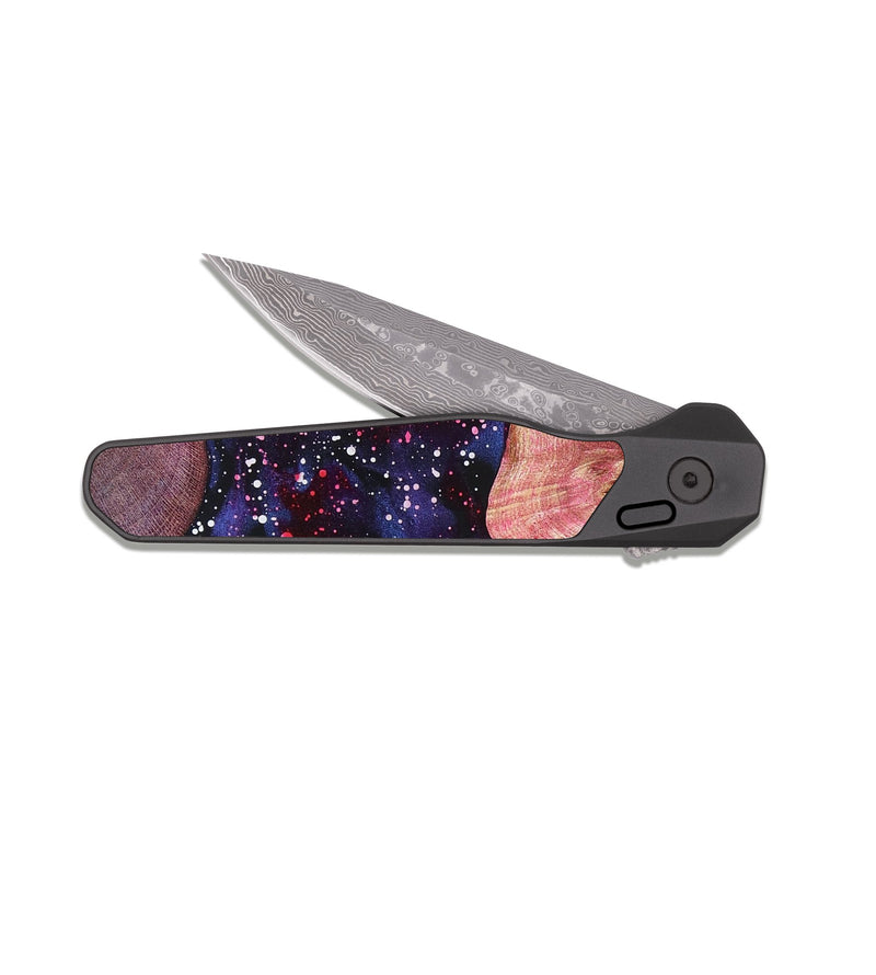 EDC Dark Damascus Wood Pocket Knife - Lorie (Cosmos, 819477)