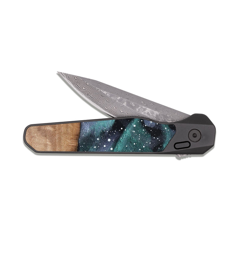 EDC Dark Damascus Wood Pocket Knife - Bertha (Cosmos, 819494)