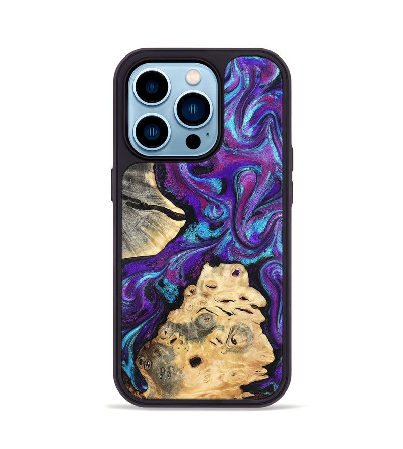 iPhone 14 Pro Wood Phone Case - Alitzel (Purple, 819528)