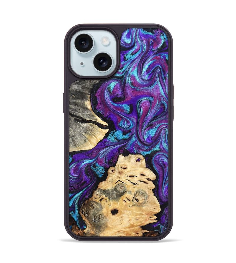 iPhone 15 Wood Phone Case - Alitzel (Purple, 819528)