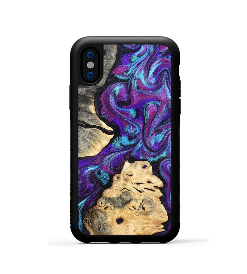 iPhone Xs Wood Phone Case - Alitzel (Purple, 819528)