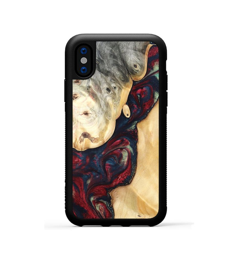 iPhone Xs Wood Phone Case - Ocie (Red, 819533)