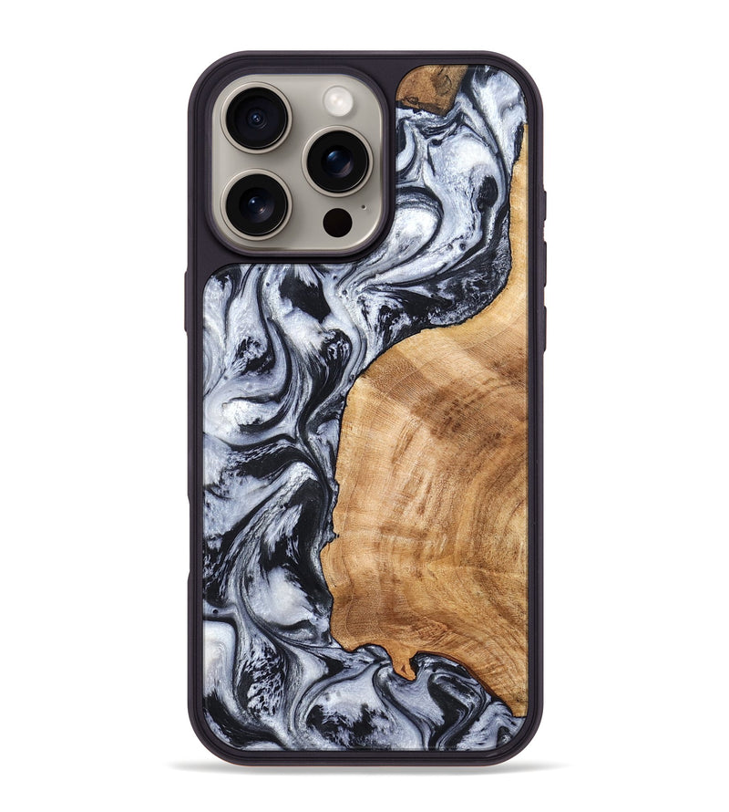 iPhone 16 Pro Max Wood Phone Case - Miley (Black & White, 819534)
