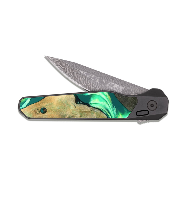 EDC Dark Damascus Wood Pocket Knife - Zella (Neon, 819540)