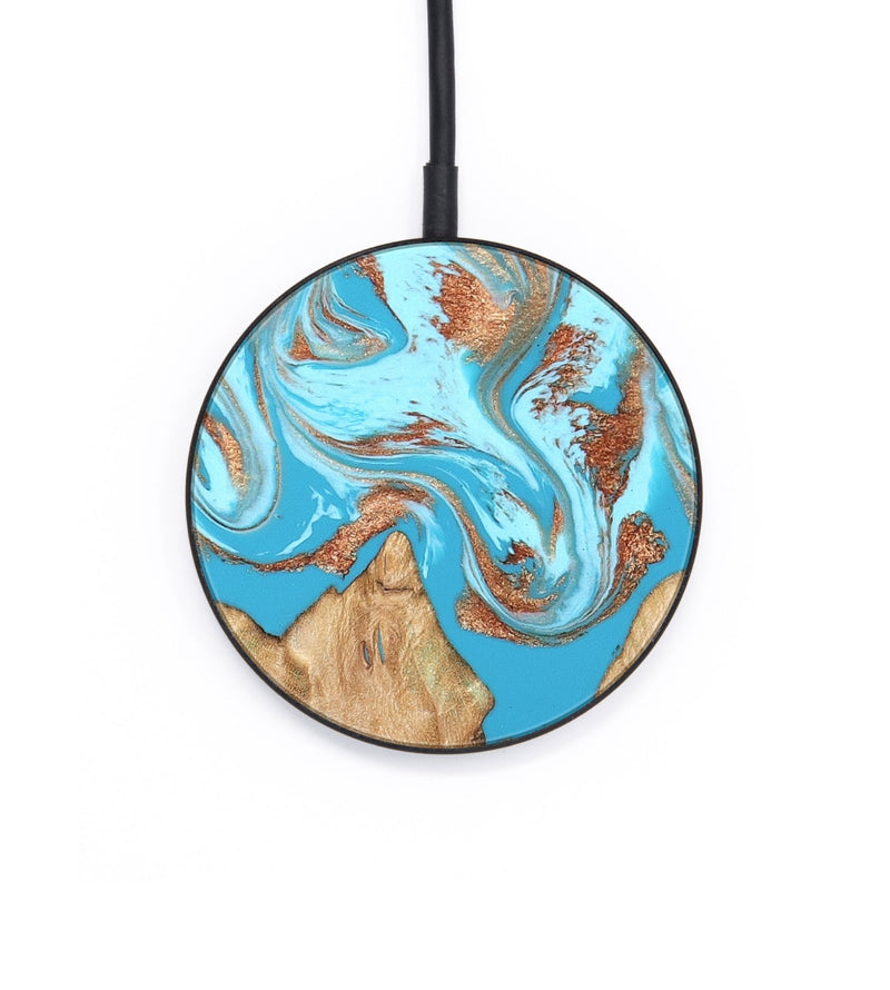 Circle Wood Wireless Charger - Nico (Teal & Gold, 819542)