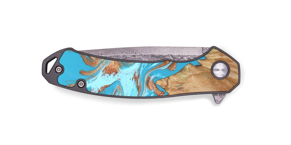 EDC Wood Pocket Knife - Nico (Teal & Gold, 819542)