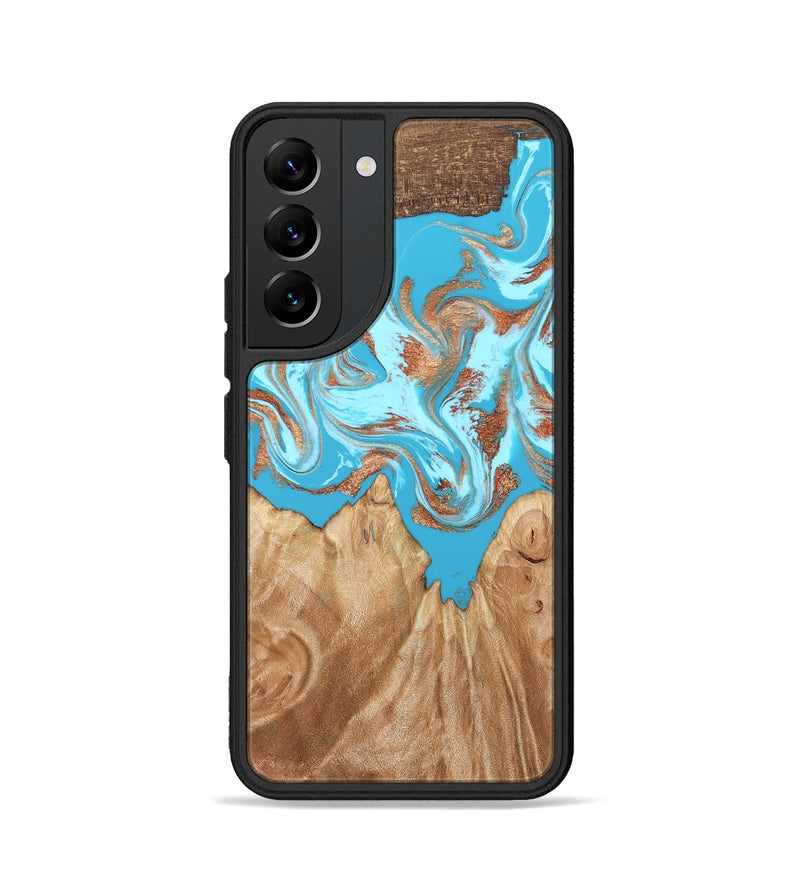 Galaxy S22 Wood Phone Case - Nico (Teal & Gold, 819542)