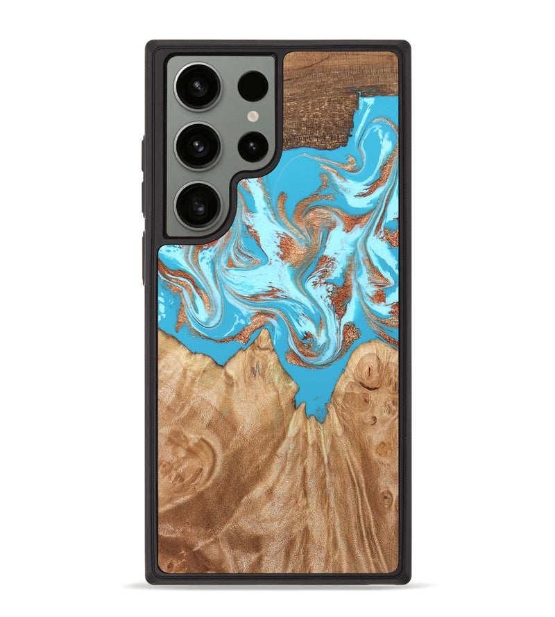 Galaxy S23 Ultra Wood Phone Case - Nico (Teal & Gold, 819542)