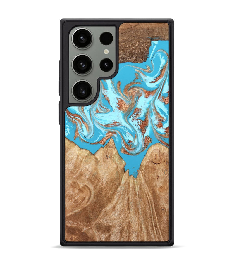 Galaxy S24 Ultra Wood Phone Case - Nico (Teal & Gold, 819542)