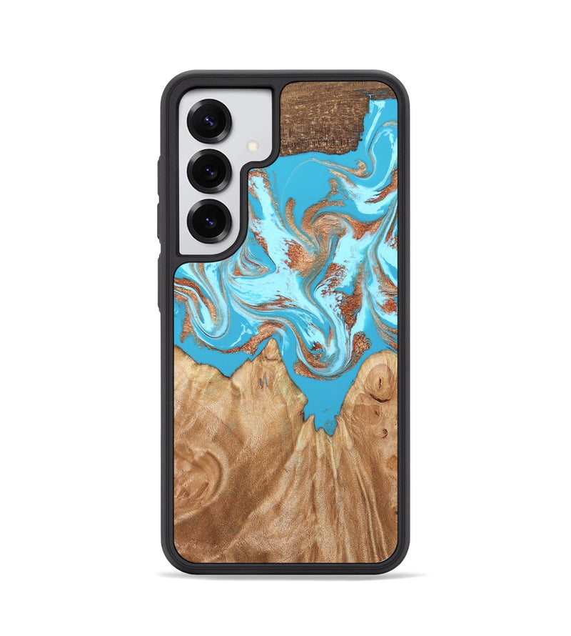 Galaxy S25 Wood Phone Case - Nico (Teal & Gold, 819542)