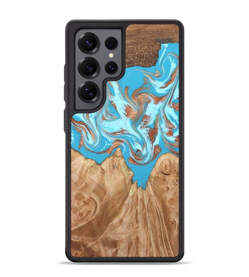 Galaxy S25 Ultra Wood Phone Case - Nico (Teal & Gold, 819542)