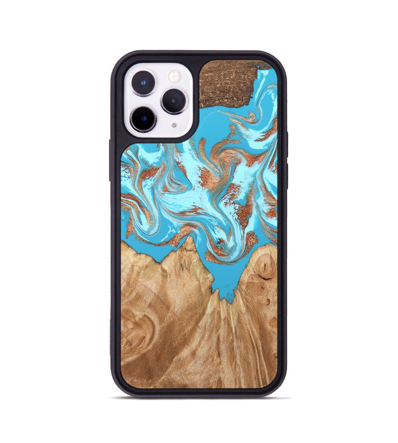 iPhone 11 Pro Wood Phone Case - Nico (Teal & Gold, 819542)