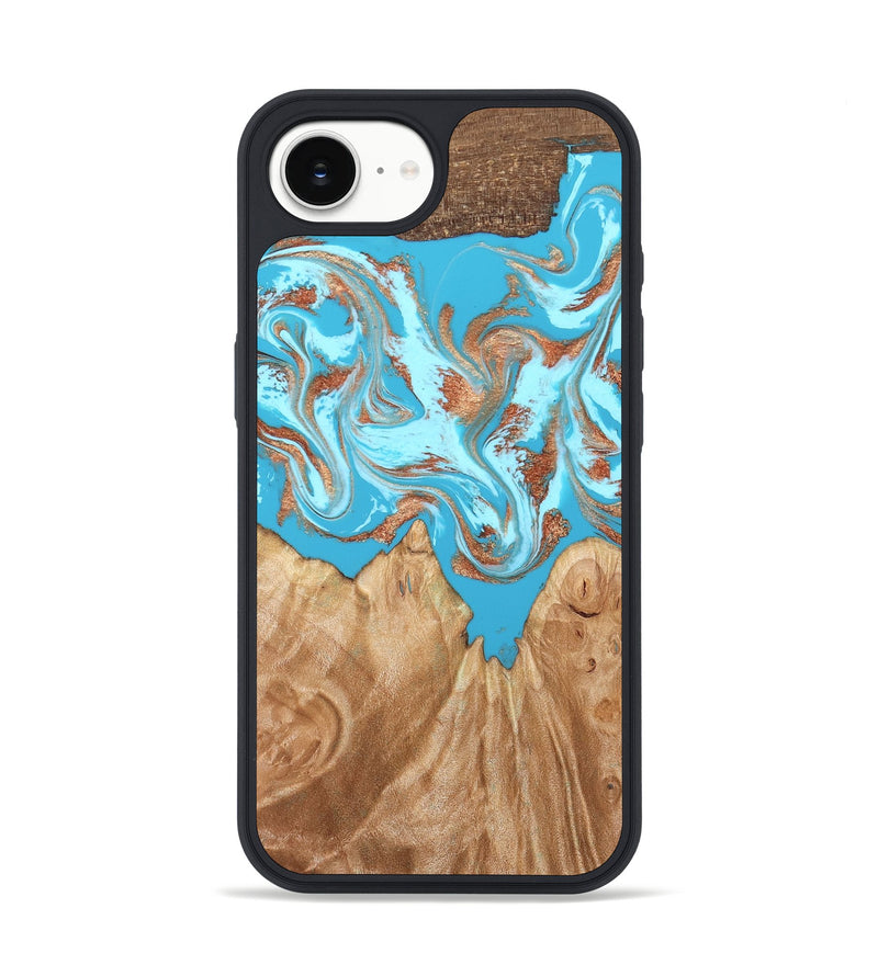 iPhone 17e Wood Phone Case - Nico (Teal & Gold, 819542)