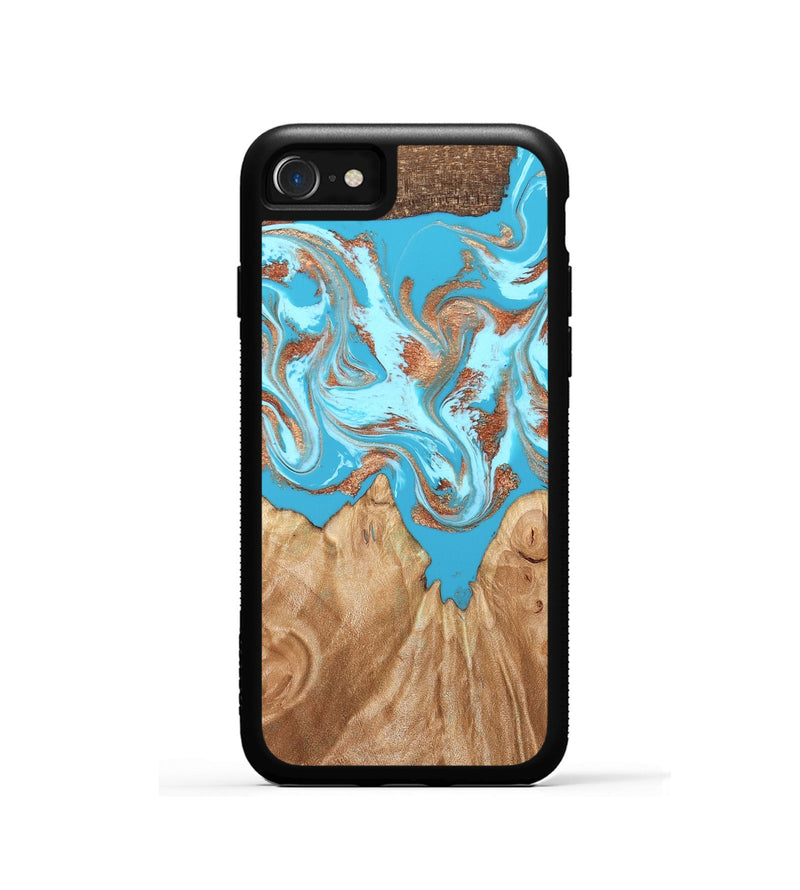 iPhone SE Wood Phone Case - Nico (Teal & Gold, 819542)