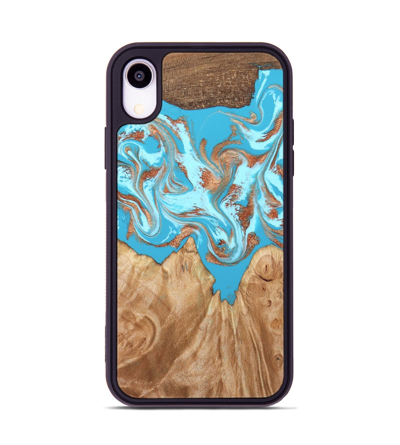 iPhone Xr Wood Phone Case - Nico (Teal & Gold, 819542)