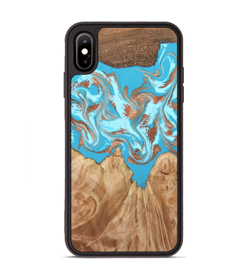 iPhone Xs Max Wood Phone Case - Nico (Teal & Gold, 819542)