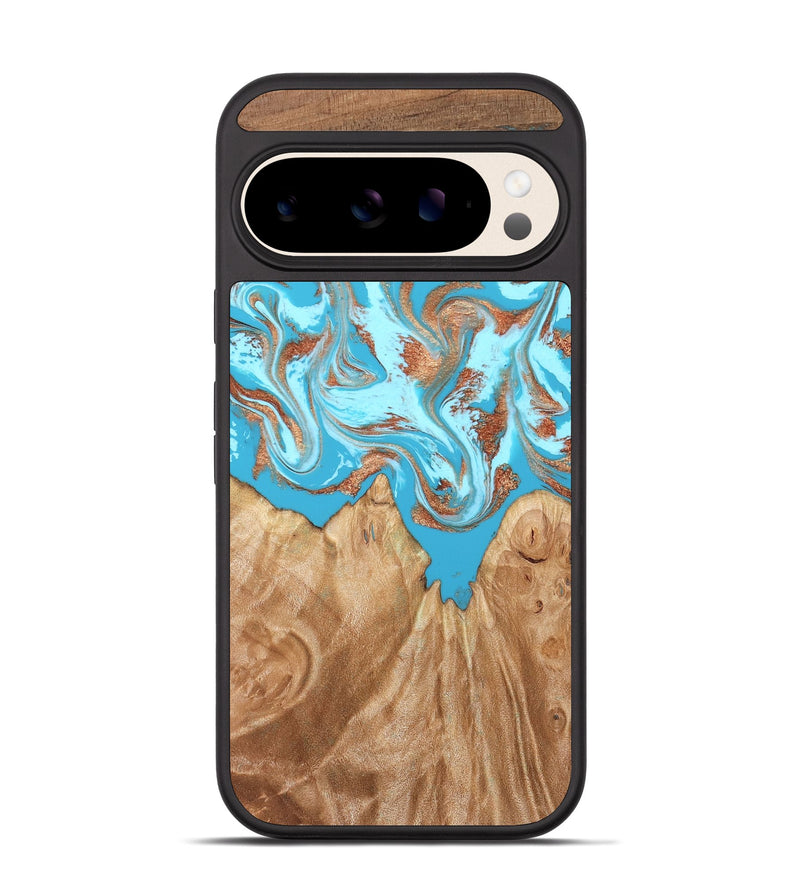 Pixel 10 Wood Phone Case - Nico (Teal & Gold, 819542)