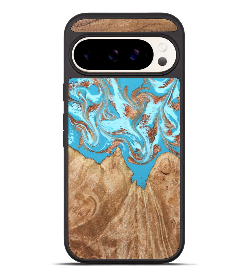 Pixel 10 Pro XL Wood Phone Case - Nico (Teal & Gold, 819542)