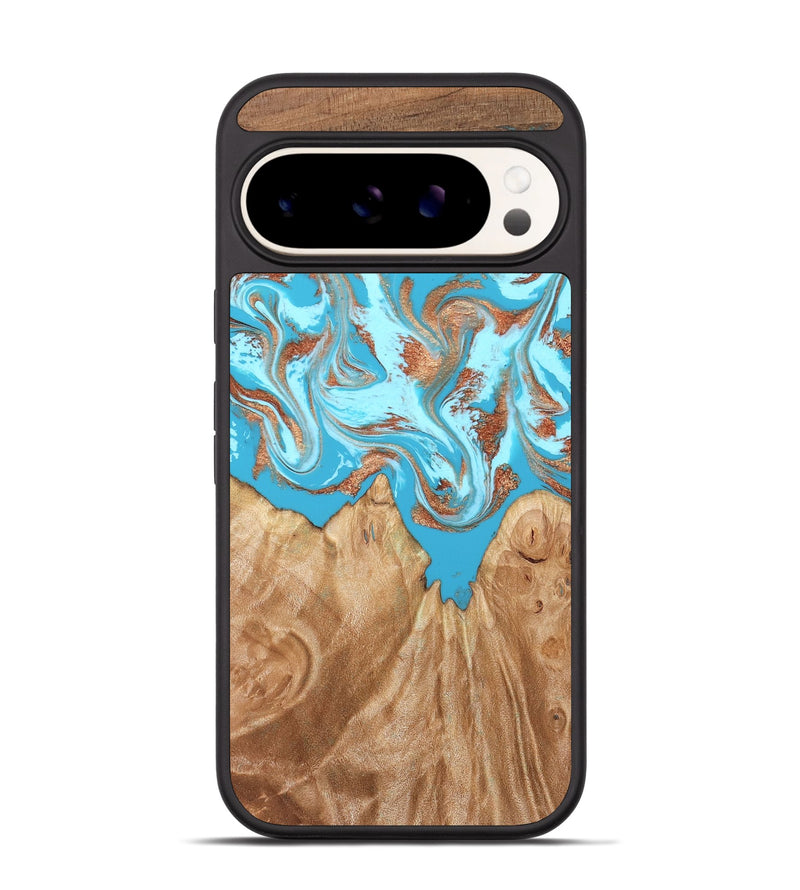 Pixel 9 Wood Phone Case - Nico (Teal & Gold, 819542)