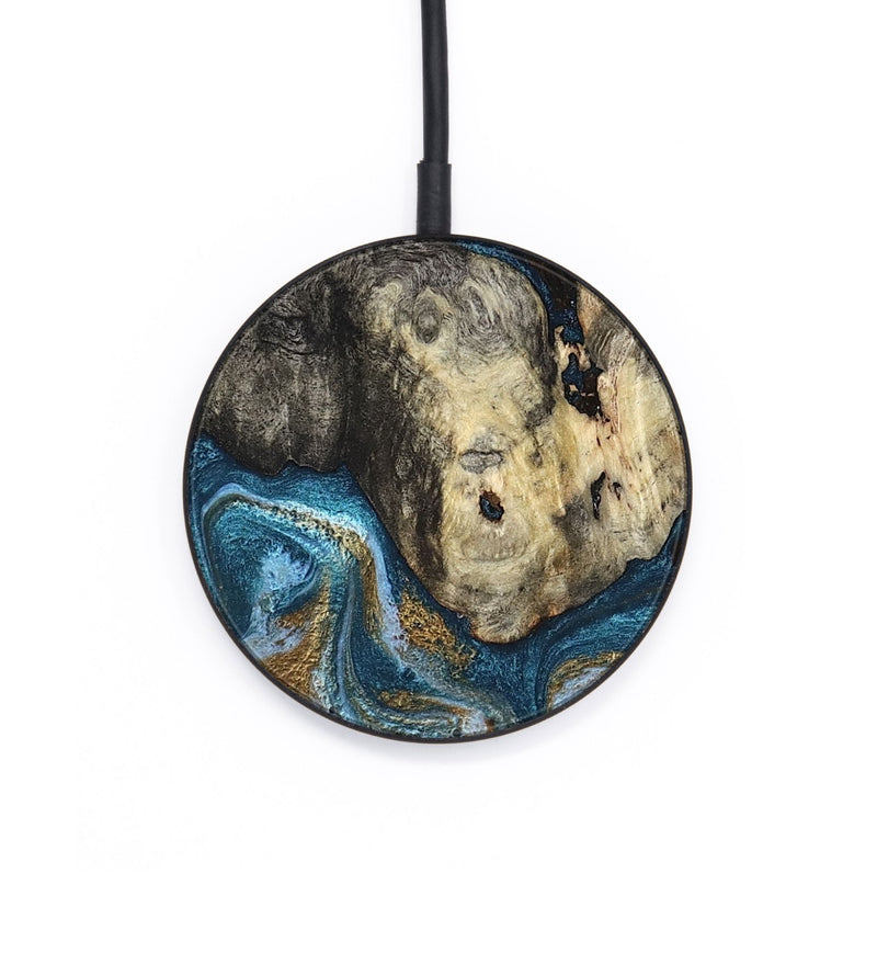 Circle Wood Wireless Charger - Saylor (Teal & Gold, 819544)
