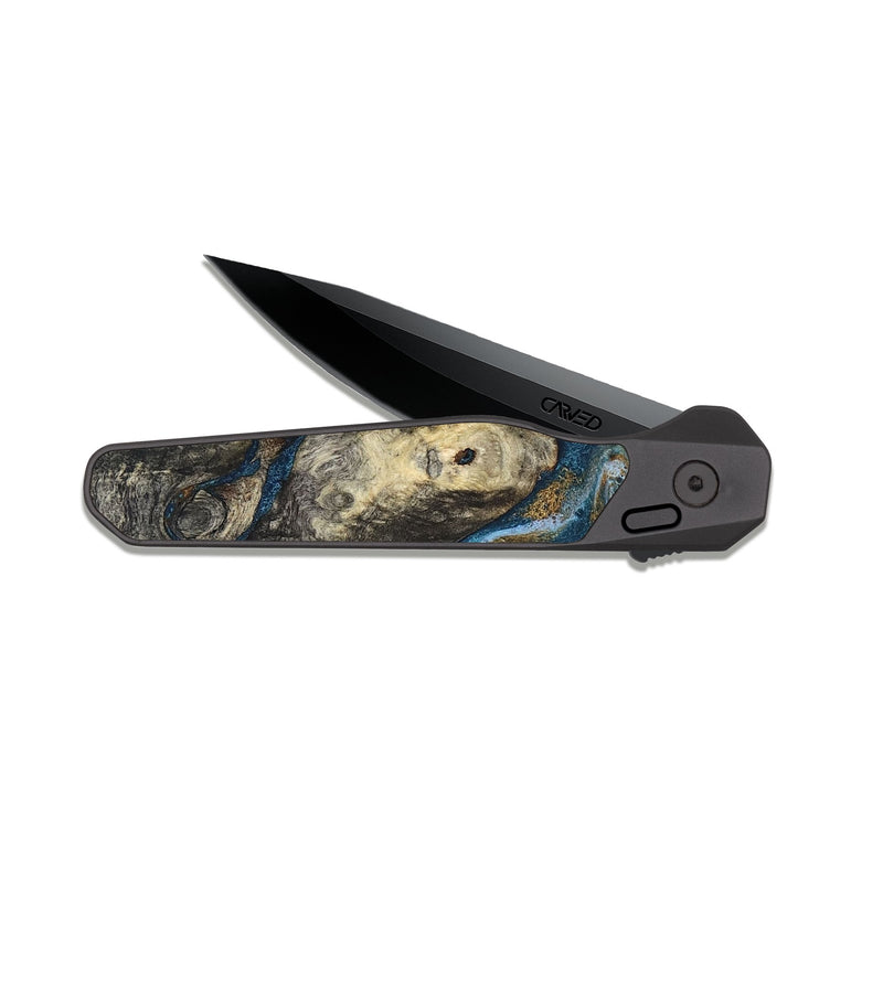 EDC Dark Slate Wood Pocket Knife - Saylor (Teal & Gold, 819544)