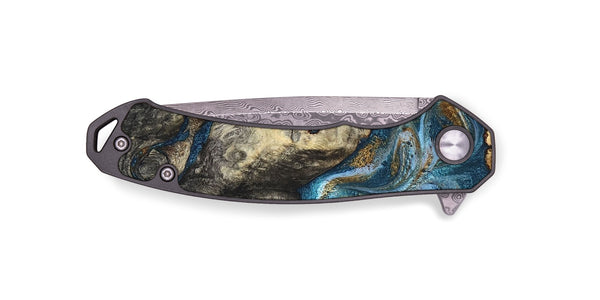 EDC Wood Pocket Knife - Saylor (Teal & Gold, 819544)