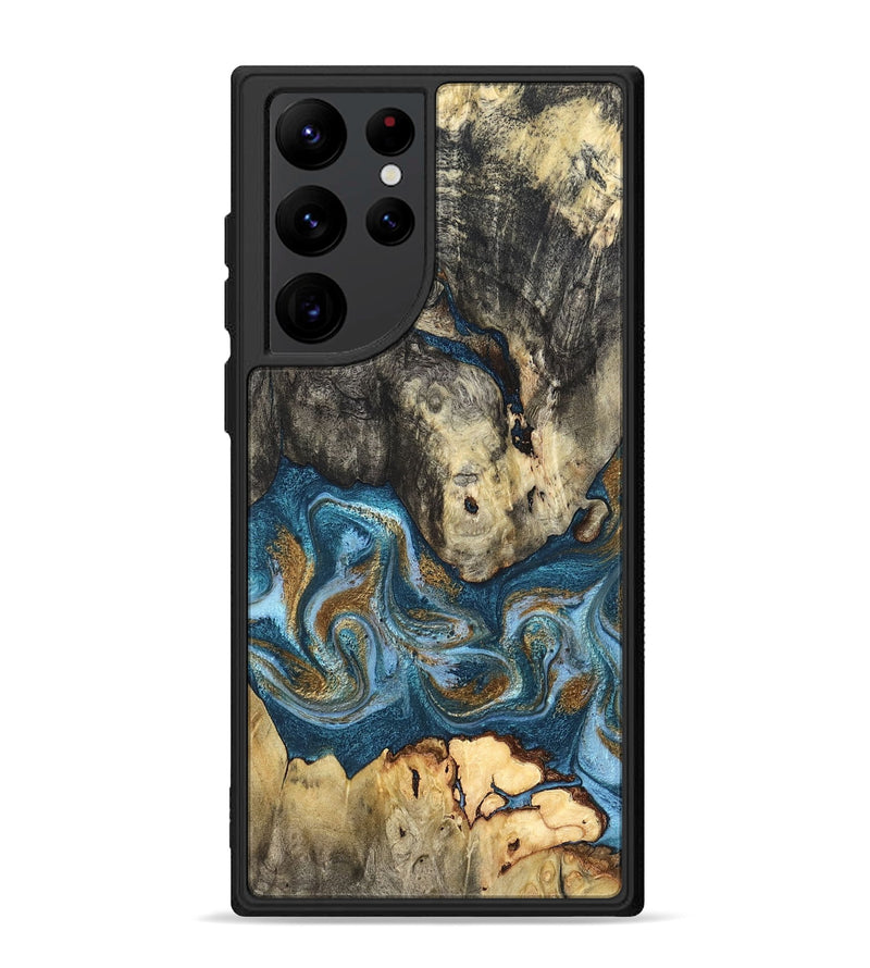Galaxy S22 Ultra Wood Phone Case - Saylor (Teal & Gold, 819544)