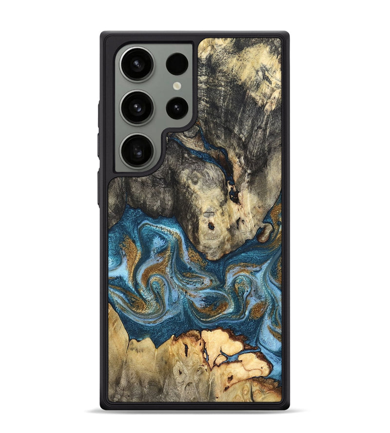 Galaxy S24 Ultra Wood Phone Case - Saylor (Teal & Gold, 819544)