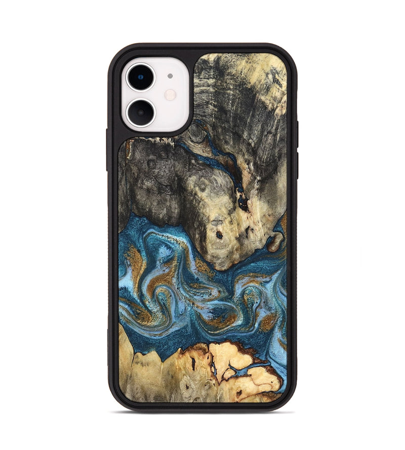 iPhone 11 Wood Phone Case - Saylor (Teal & Gold, 819544)