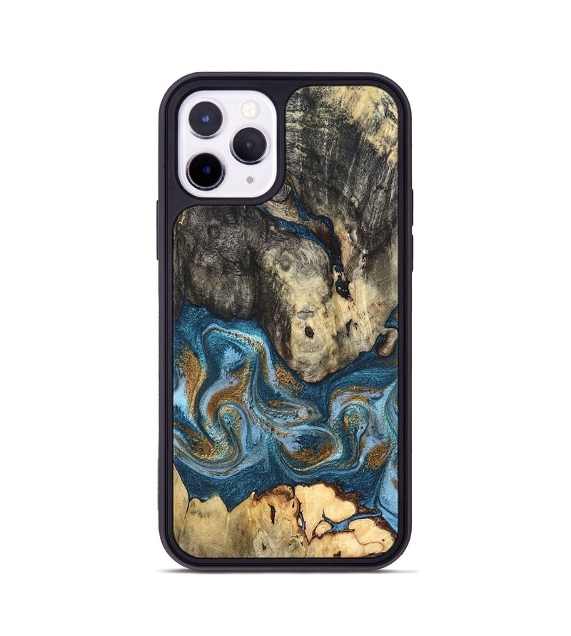 iPhone 11 Pro Wood Phone Case - Saylor (Teal & Gold, 819544)