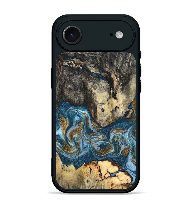 iPhone 17 Air Wood Phone Case - Saylor (Teal & Gold, 819544)