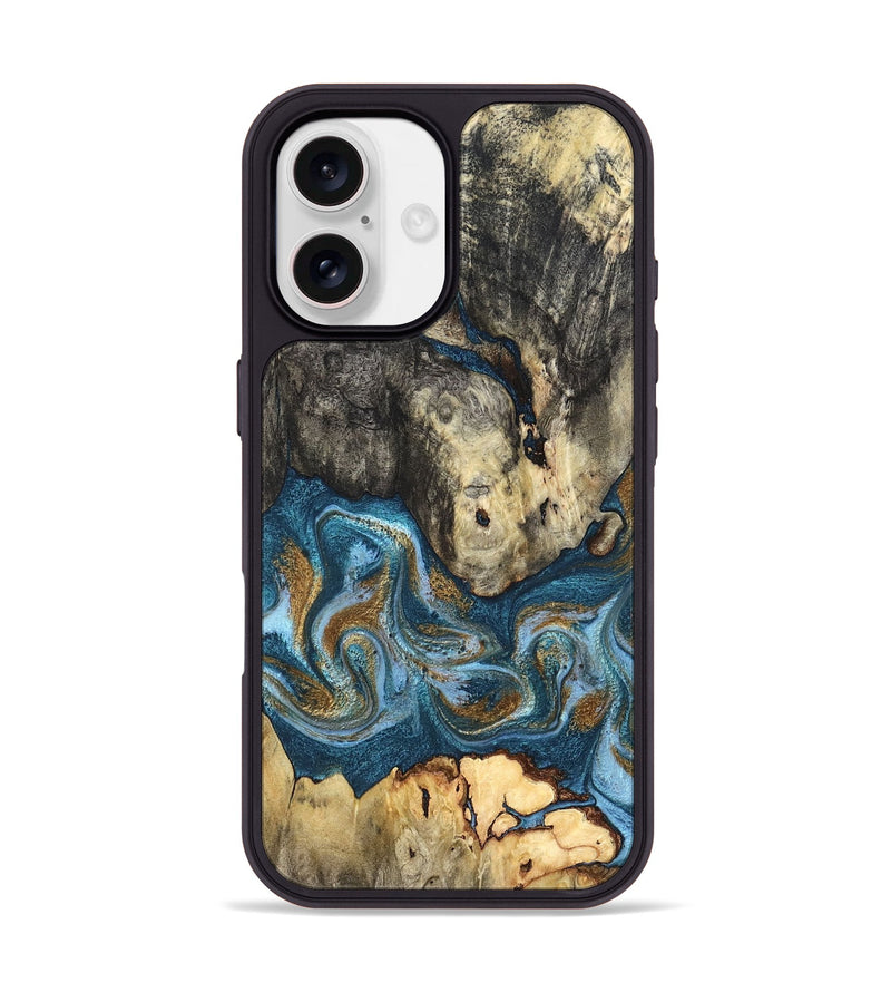 iPhone 17 Wood Phone Case - Saylor (Teal & Gold, 819544)