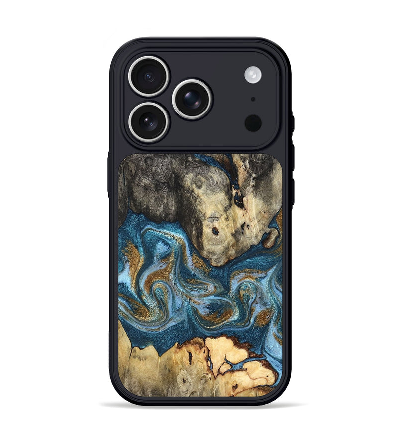 iPhone 17 Pro Wood Phone Case - Saylor (Teal & Gold, 819544)