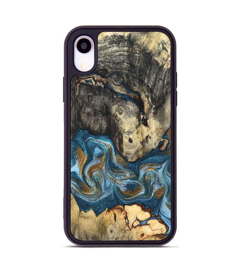iPhone Xr Wood Phone Case - Saylor (Teal & Gold, 819544)