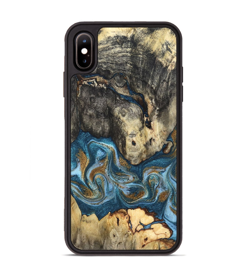 iPhone Xs Max Wood Phone Case - Saylor (Teal & Gold, 819544)