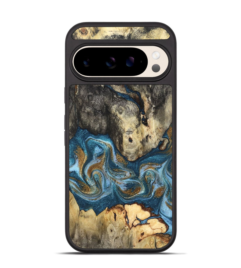 Pixel 10 Pro Wood Phone Case - Saylor (Teal & Gold, 819544)